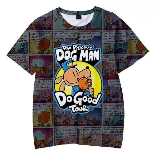 2025 Child Boys T-shirts Cartoon anime dog man Summer Short Sleeve Boy Clothes T Shirt Tops Tee Children's clothing 3-14 years
