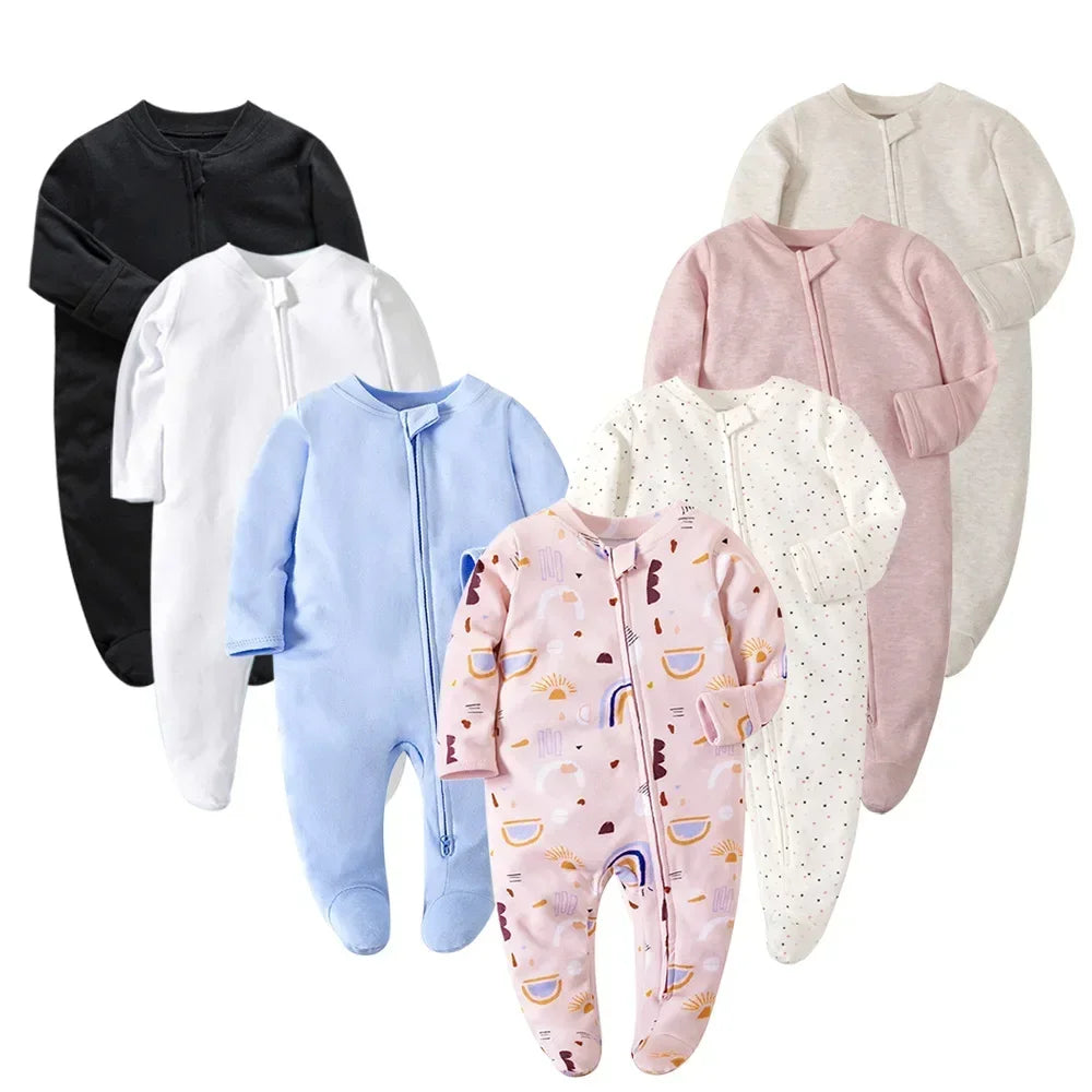Newborn Footed Pajamas Zipper Girl and Boy Romper Long Sleeve 0-12 Months Baby Clothe Jumpsuit Cotton Fashion Baby Clothing