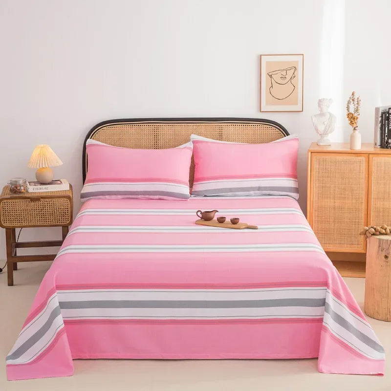 Soft 100% Cotton Coarse Cloth Bed Sheet Thick Sleep Naked Single Double Bedsheet Comfortable Durable Breathable Bed Sheets Queen