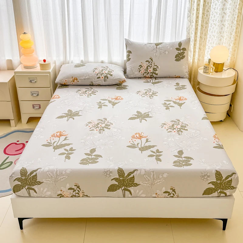 Skin-friendly Fitted Sheet and Pillowcase Cartoon Style Bed Cover Home Bed Linen Single/Twin/Queen/King Size Bedsheet sabanas