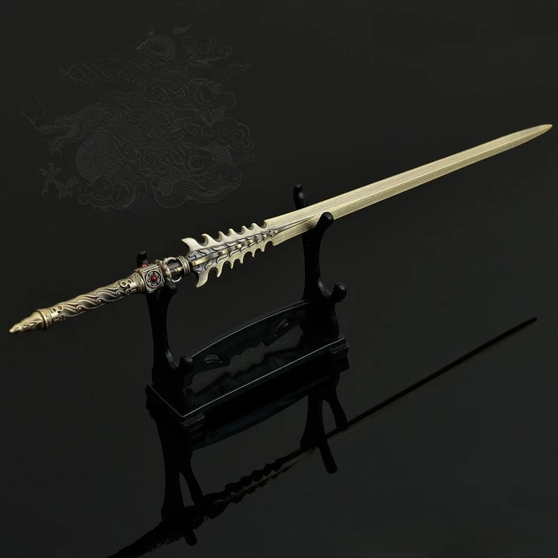 22cm/8.66in Cold Weapons Model Metal Handicraft Ornament Model Chase The Sun Sword Toy Ornament Model Desktop Display Collection
