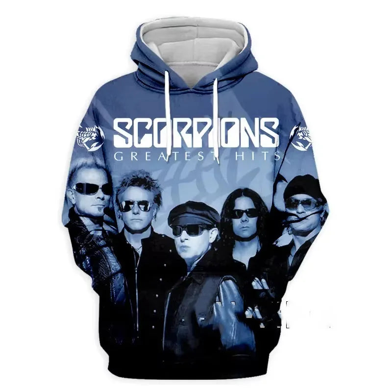New Rock Hoodie Sweatshirt Scorpions Band 3d Print Hoodie Men Fashion Plus Size Tracksuit Women Sweat Men Clothes Teen Coat New