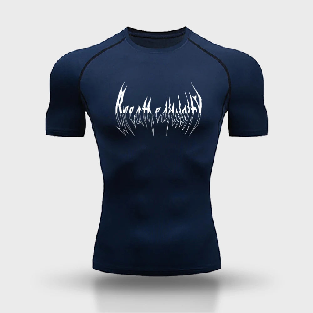 Graphic Short Sleeve Compression Shirt for Men Summer Athletic Quick Dry Tshirt Gym Workout Running Tees Tops Sporty Baselayers