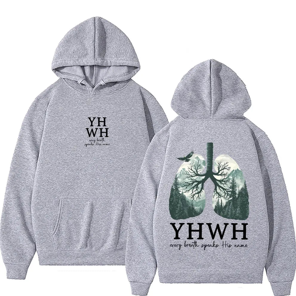 YHWH Lungs Christian Hoodie Every Breath Speak His Name Pullover Men Women Casual Fleece Cotton Hoodies Male Fashion Streetwear