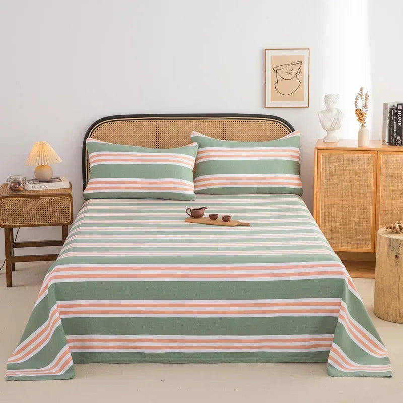 Soft 100% Cotton Coarse Cloth Bed Sheet Thick Sleep Naked Single Double Bedsheet Comfortable Durable Breathable Bed Sheets Queen