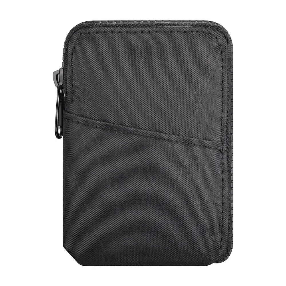 Zip Card Pouch - Use as Card Wallet and Coin Pouch - Holds 12-20 Cards and Cash - Made With Black Axoflux and RFID Blocking