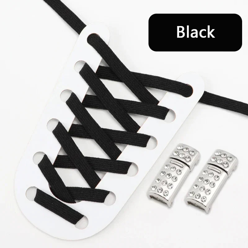 Magnetic Shoe Laces Without Ties Elastic Shoelaces For Sneakers  Diamond Metal Lock Convenient Lazy Shoes Lace Unisex 1Pair