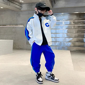 5 6 8 10 12 Year Big Boys Clothing Sets New Fashion Spring Autumn Zipper Coat + Pants 2Pcs Tracksuit Suits For Teen Kids Clothes