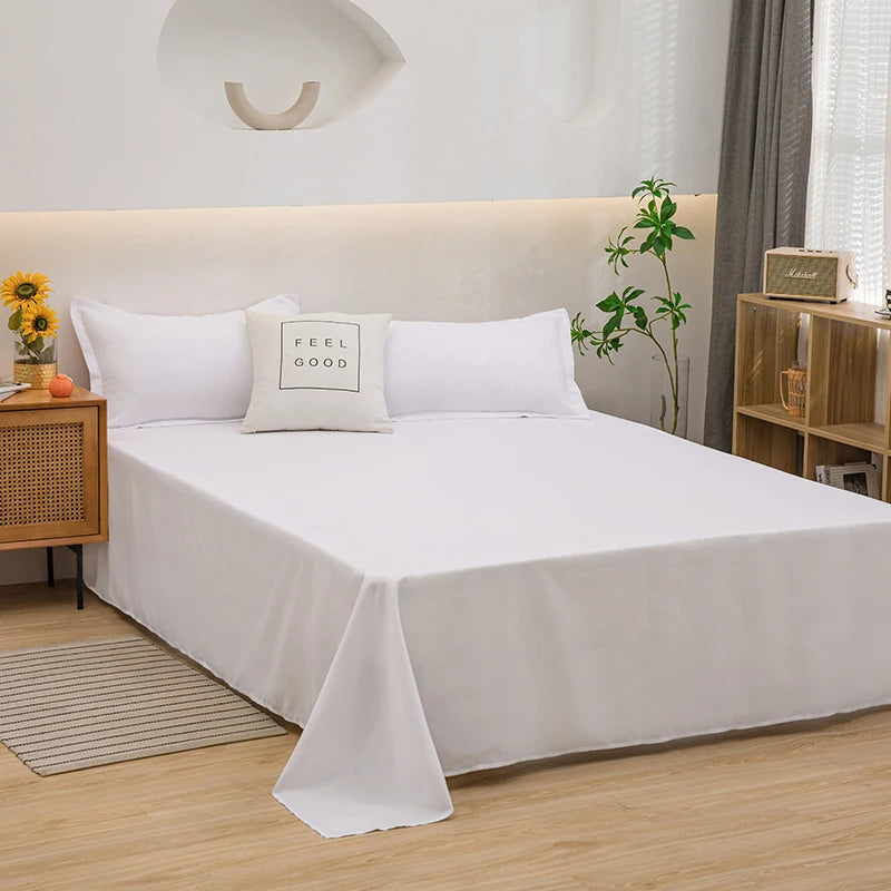 Soft Home Bed Linen Sheets Bed Flat Sheet for Double Bed Plain Solid Color Top Sheets Single/Queen/King Flat Bedsheets