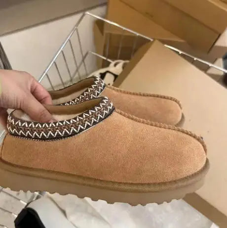 2026 New Classic Ultra Mini Platform Boots Leather Suede Wool Comfort Winter Womens Fur Slippers Size 35-43