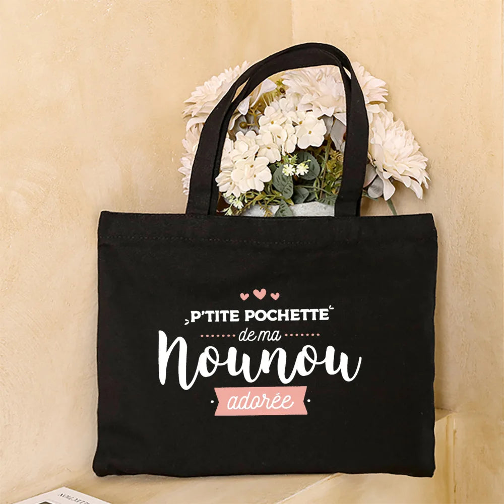 Thank You for Taking Care of Me Nanny Printed Tote Bag Female Shoulder Bag Canvas Handbags Women Shopping Bags Gift for Nounou