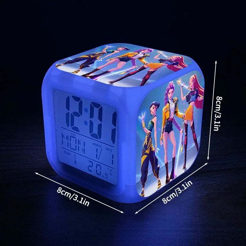 Kpop Demon Group Student Alarm Clock Colorful Digital Clock Children'S Room Anime Cartoon Demon Hunteri Alarm Clock Blind Box