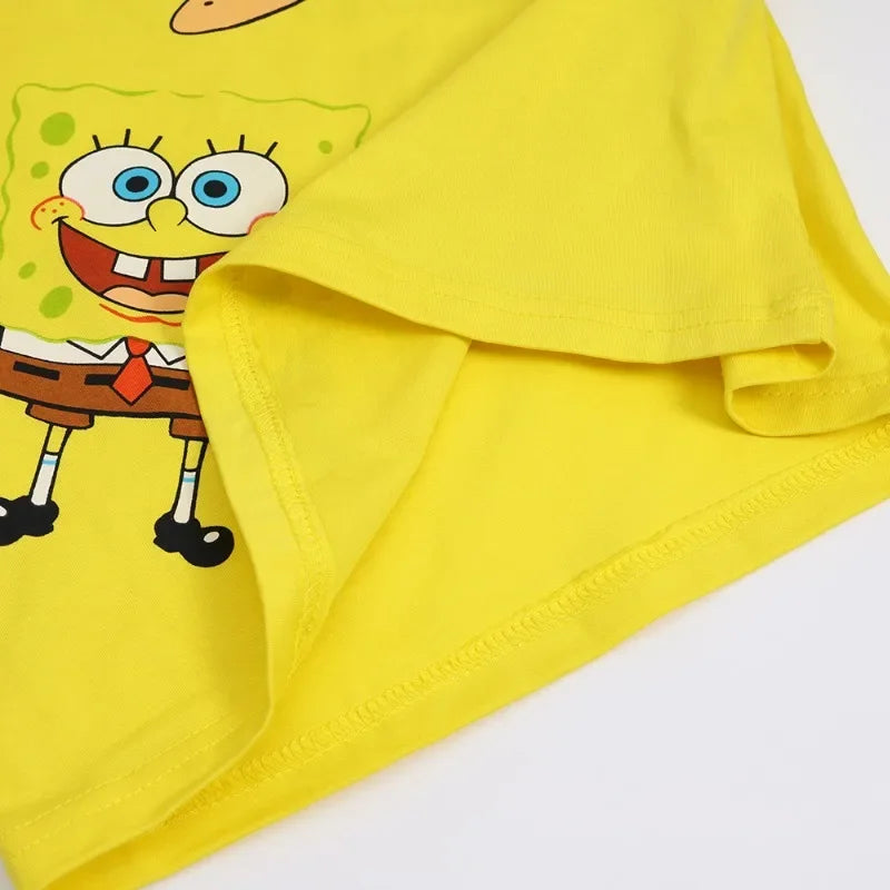 Spongebobs Boys T-shirt Pants Suit Cute Children Clothes 2pcs Set Summer Short Sleeve Tee Shorts
