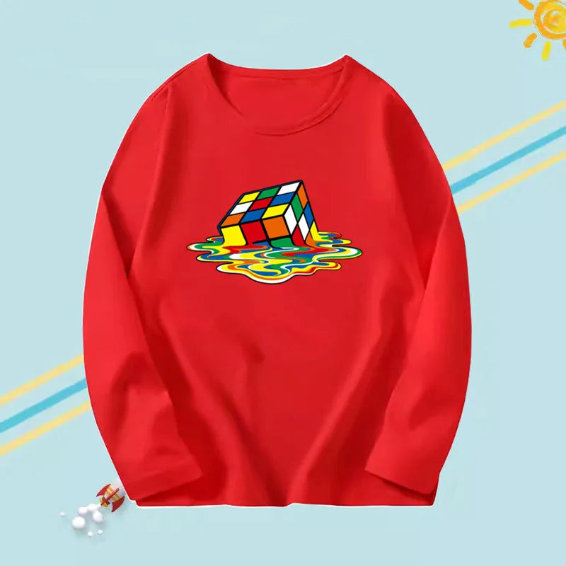 3-14years Boys Funny Astronaut Rope print T-shirt Kids Tops Teens o-neck Long Sleeve Spring Autumn Cool Fashion Clothes