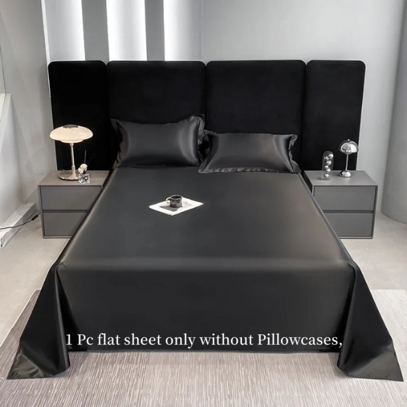 1pc Plain Satin Solid Color Bed Sheets, Flat Sheets for Bedroom, Bedding Does Not Include Pillowcase