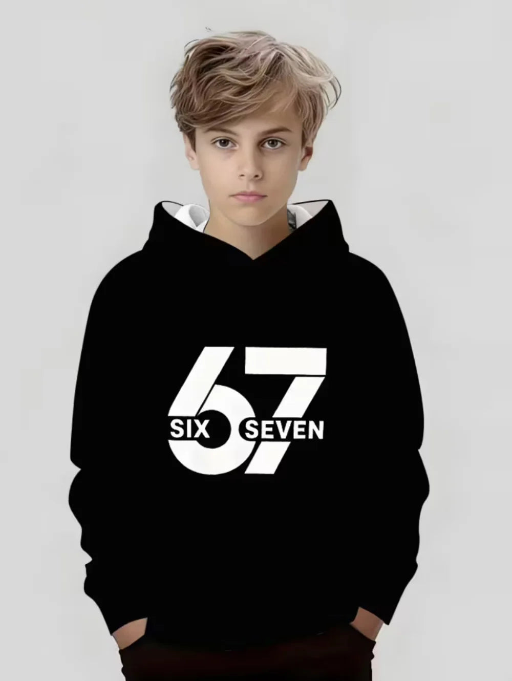 Fun Six Seven 6 7 Meme Design Hoodie for Kids Chaotic Humor Y2k Game Saying Tee Novelty Gift Boys Top Fashion Children's Clothes