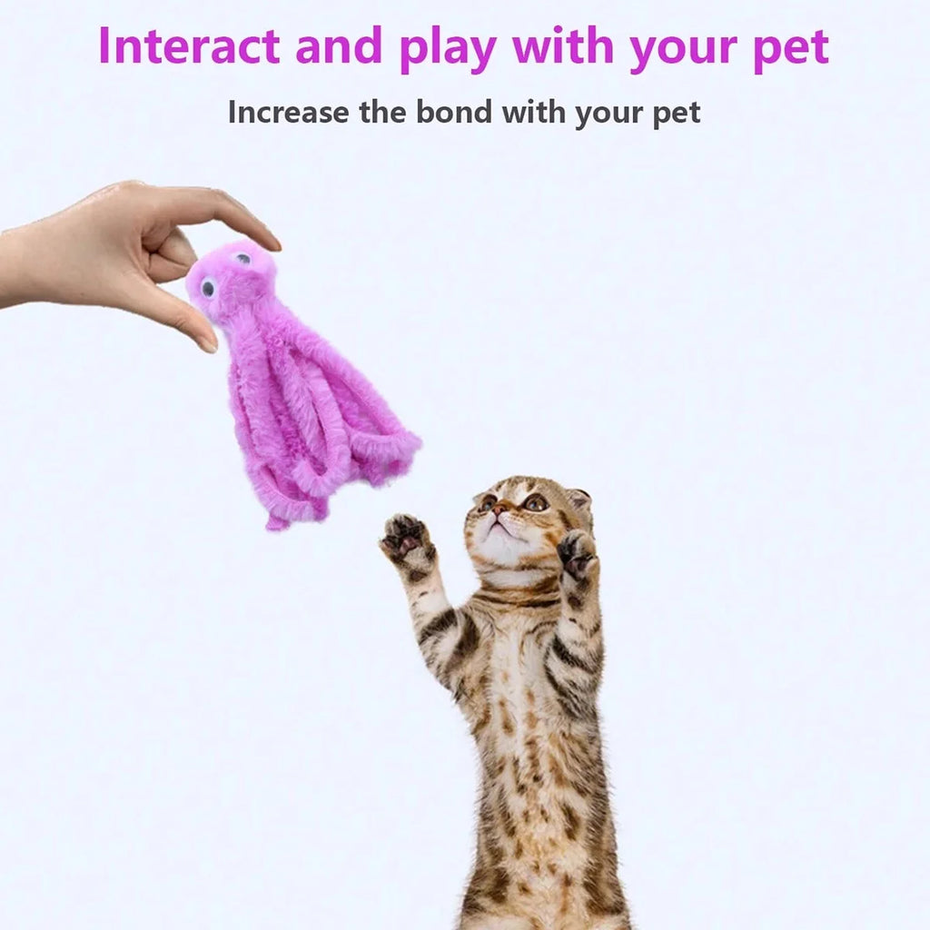 Cute Interactive Octopus Shaped Cat Plush Toy for Relieve Boredom Bite Resistant Cat Toy for Teeth Cleaning Pet Supplies for Cat