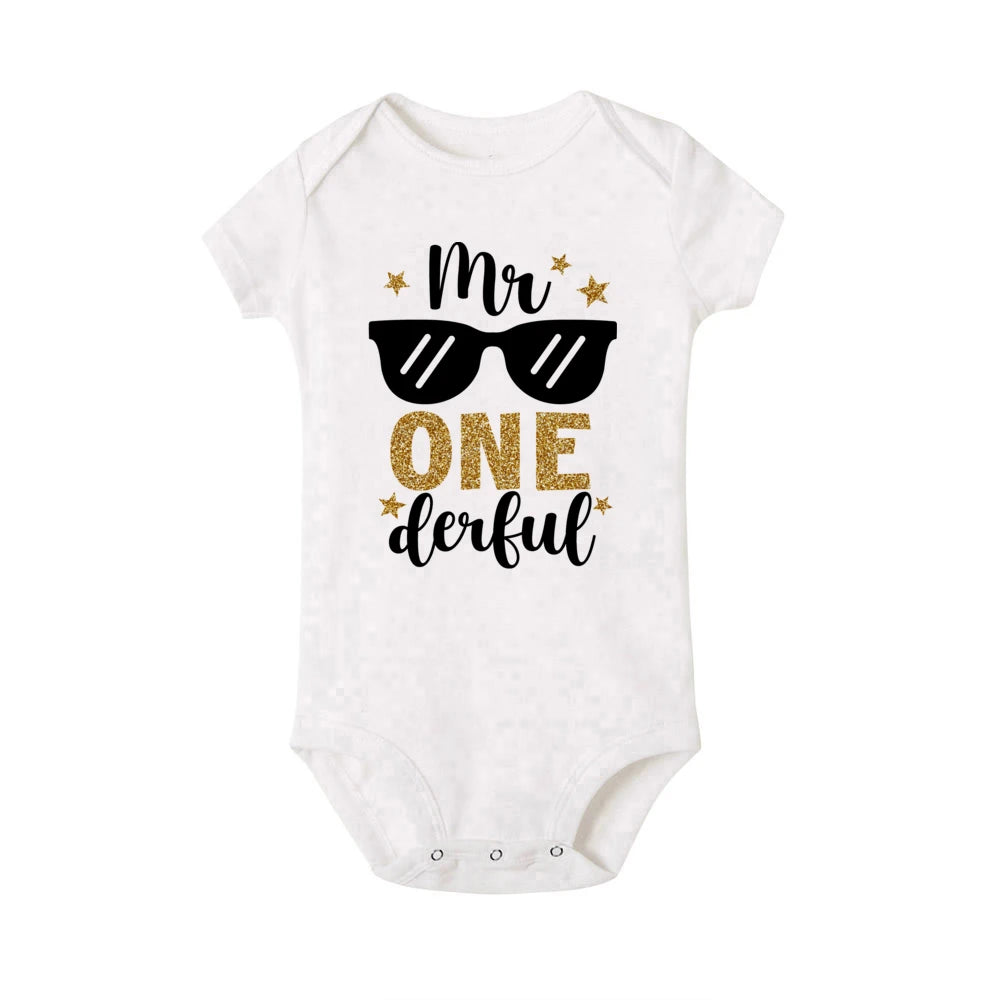 My 1st Birthday Newborn Summer Romper Infant Body Toddler Short Princess Sleeve Jumpsuit Baby Girl Birthday Party Outfit Clothes