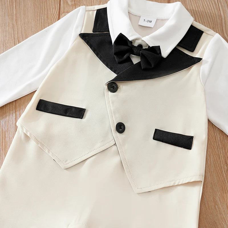 Newborn Clothes Party Gentleman Suit Comfortable Soft Boy And Girl Spring And Autumn Long Sleeved Baby Jumpsuit