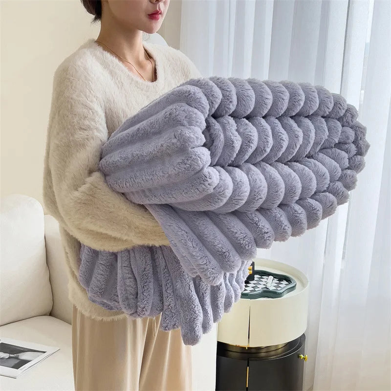 Solid Color Thickened Wide Striped Multifunctional Blanket Can Be Used As Bed Sheet Cover Blanket Nap Blanket  Pet Blanket