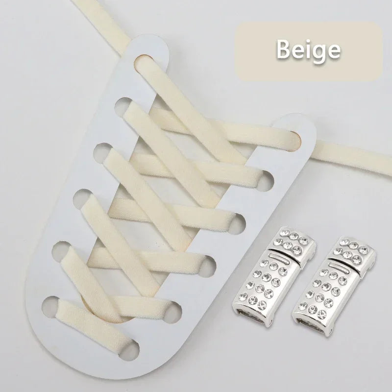 Magnetic Shoe Laces Without Ties Elastic Shoelaces For Sneakers  Diamond Metal Lock Convenient Lazy Shoes Lace Unisex 1Pair