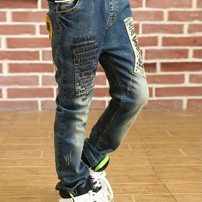 Boy Girls Trousers Skinny Jeans Elastic Waist Pants 4-13 Years Kids Boys Denim Clothing Clothes Sports Bottoms