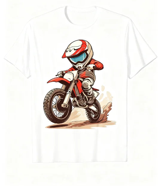 Boys Fashion Trends Bottom Shirts Boys Girls Muddy Track Motorcycle T-shirts See-through Casual Comfortable Boys Girls Best Gift