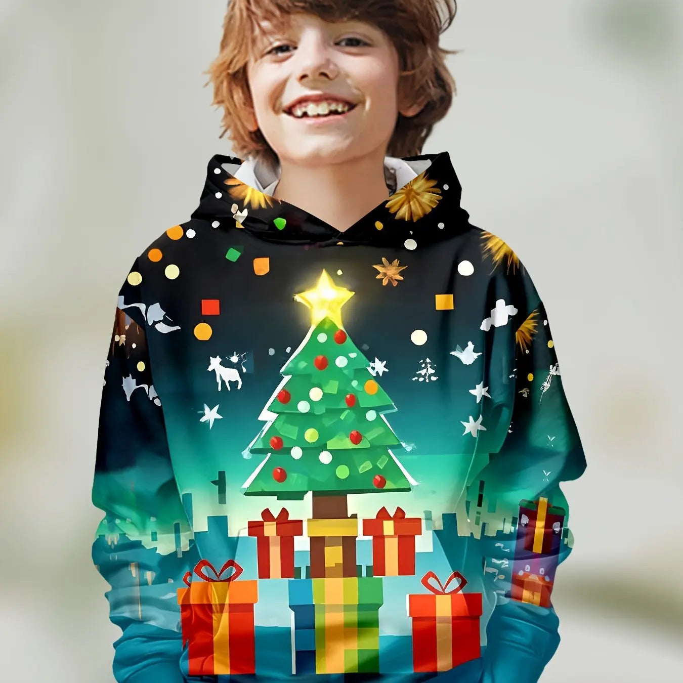 Kids Clothes Boys Hoodies Long Sleeve 3D Christmas Print Children Spring Fall Clothes Stylish Party Ambiance Girl Clothes Tops