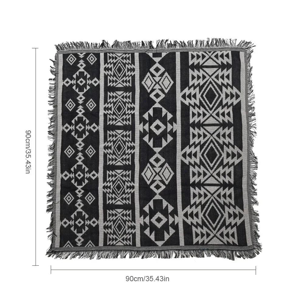 90x90cm Bohemian Plaid Blanket with Tassel for Sofa Bed Decorative Blankets Cotton Sofa Cover Throw Blanket