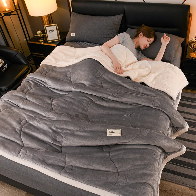 Wool Throw Blanket Keep Warm Winter Bed Blankets Camping Double Bed Cover Bedspread on The Bed  Soft Breathable Cozy Cover Solid