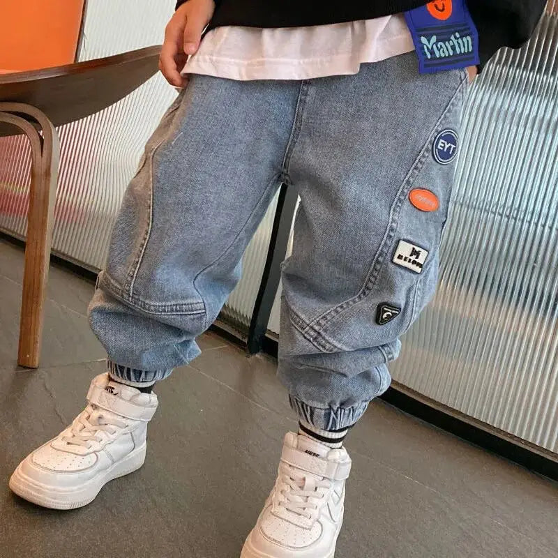 3 5 8 10 12Y Boys Jeans 2025 New Spring and Autumn Teenage Boys Korean Fashion Outwear Trousers Children's Leggings Casual Pants