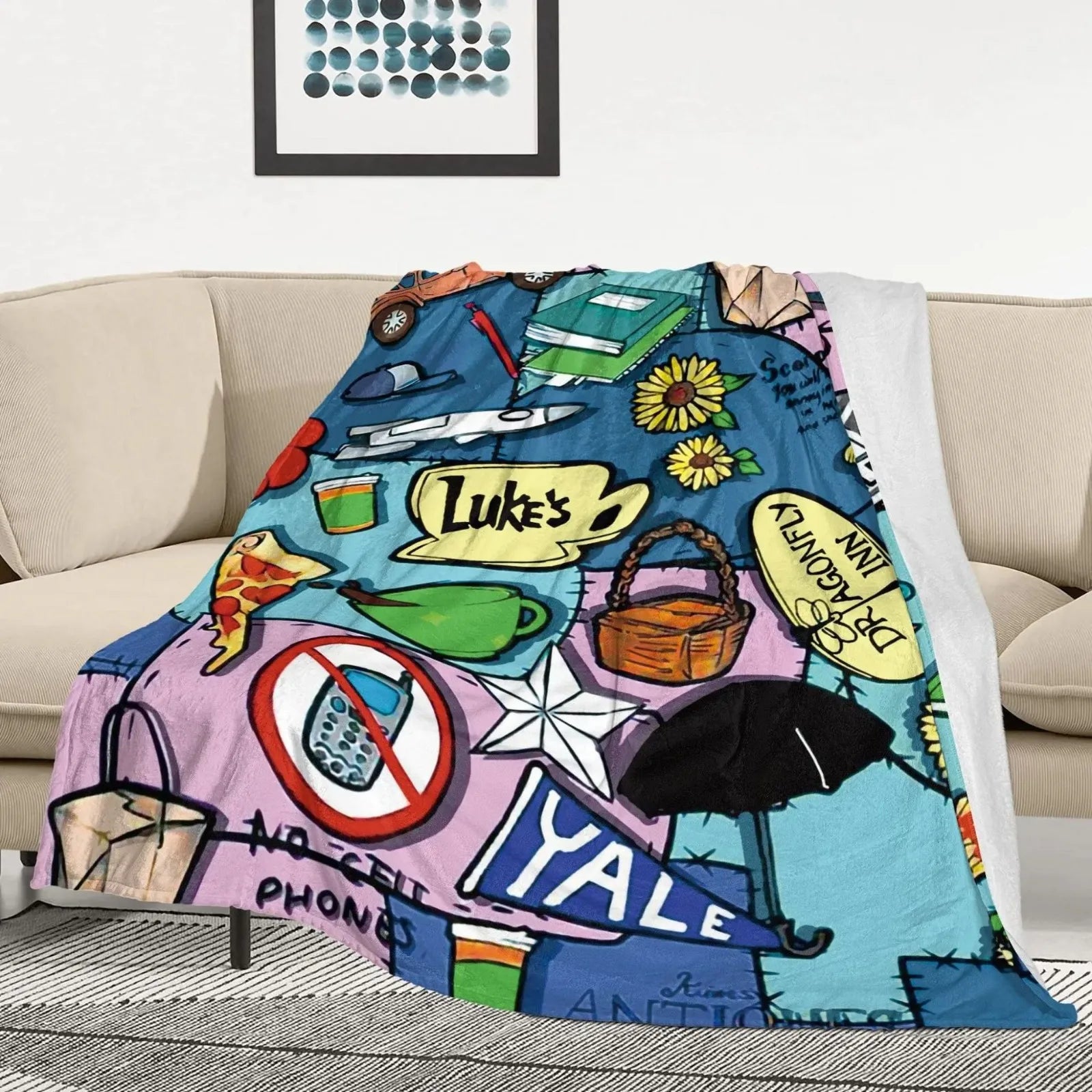Flannel Digital Printed Blanket Bed Blanket Small Cover Blanket Soft And Comfortable Single-Sided Printing, Bed Sofa Blanket