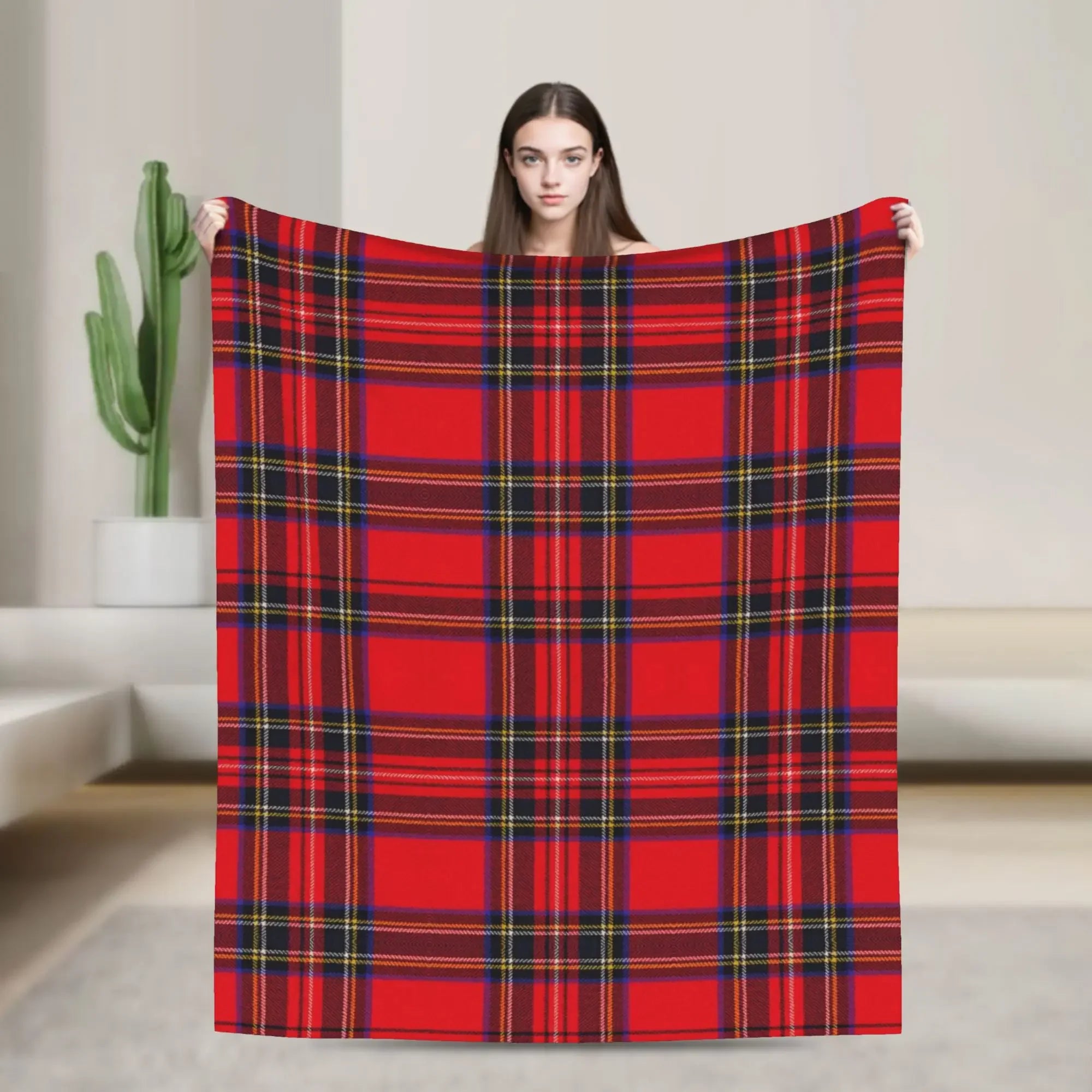 Tartan Plaid Fashion Blankets Fleece Autumn/Winter Multifunction Lightweight Throw Blanket for Bed Car Bedspread