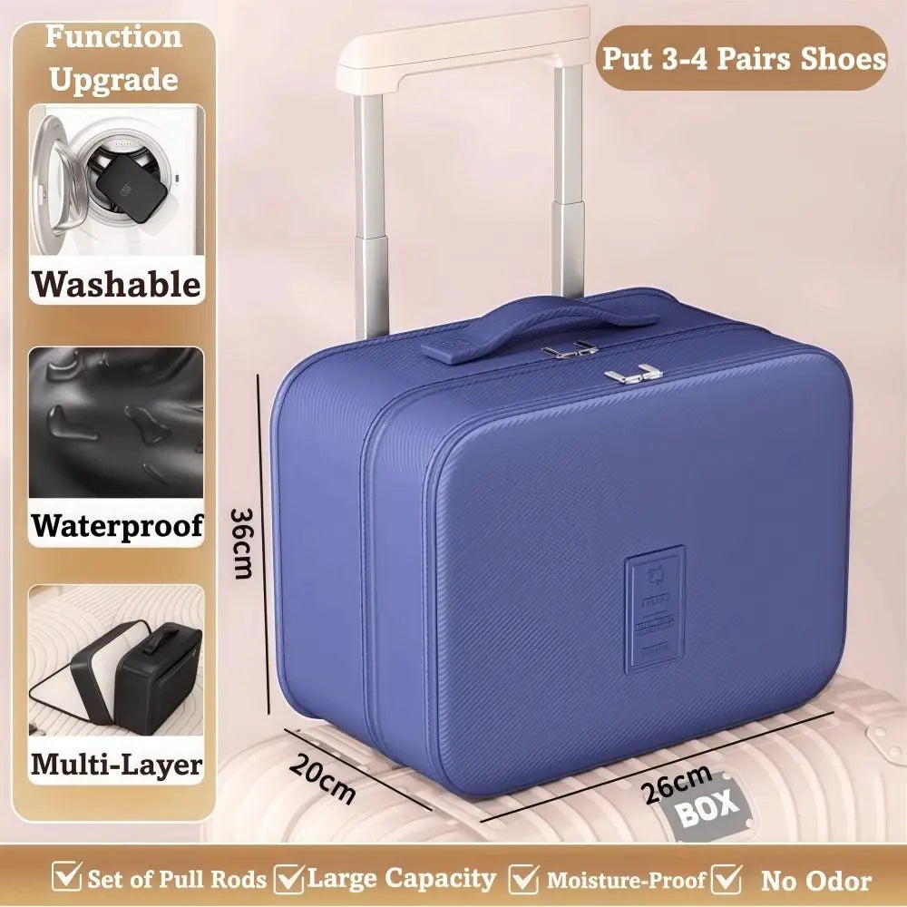 Upgraded Multi-layer Travel Shoe Bag Waterproof Sturdy Sneakers Storage Bag Zipper Portable Storage Box Store 4 Pairs of Shoes