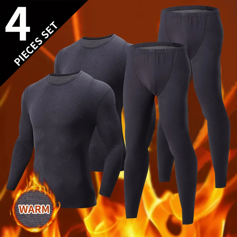 4-piece Men's Warm Suit For Autumn And Winter With Thick Fleece And Plus Size For Sports Comfort And Casual Wear Trendy Interior