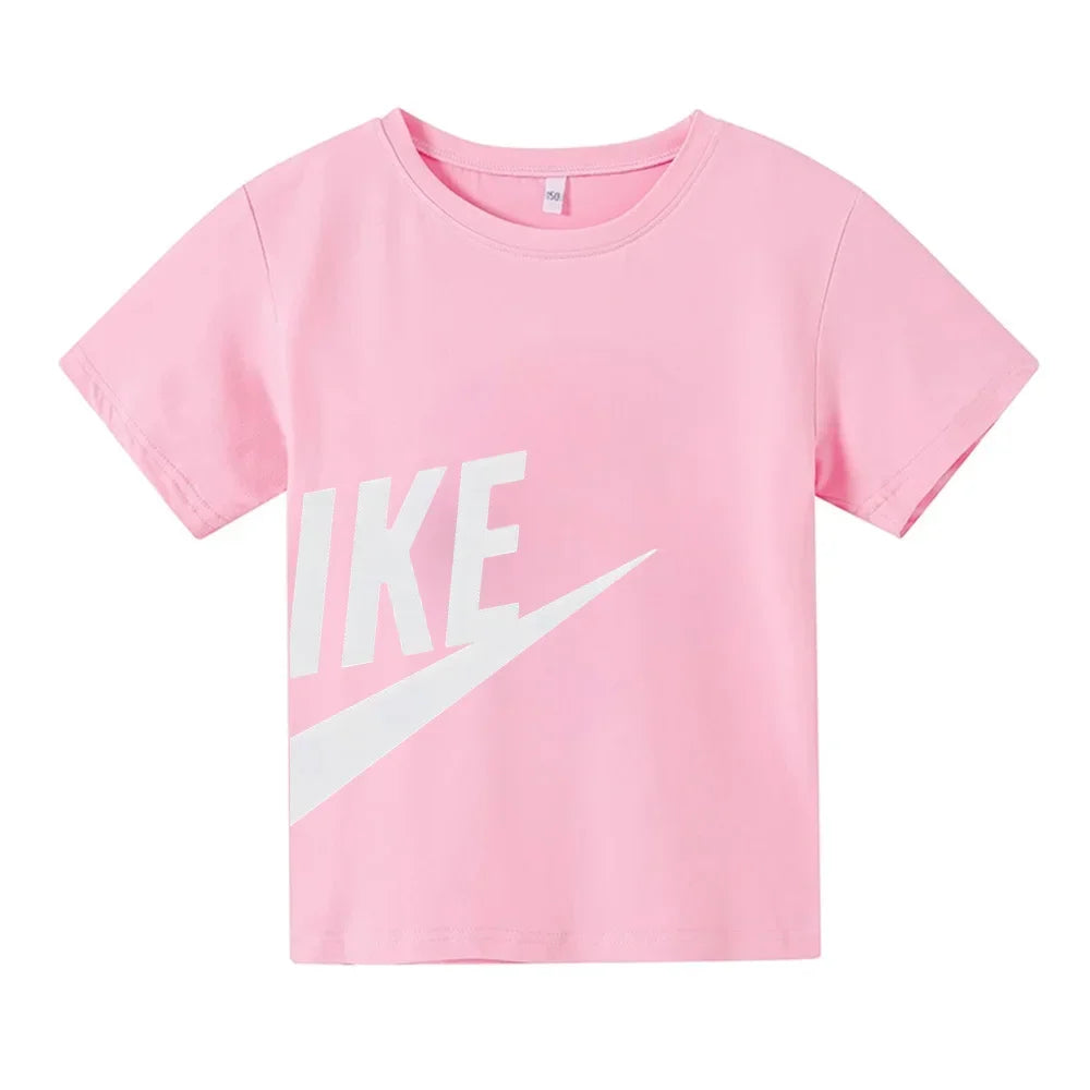 Summer Kid Teen Tshirt Short Sleeved Cotton Brand Print Comfortable Casual Tops Tees Children's Clothing Boys and Girls T-shirt