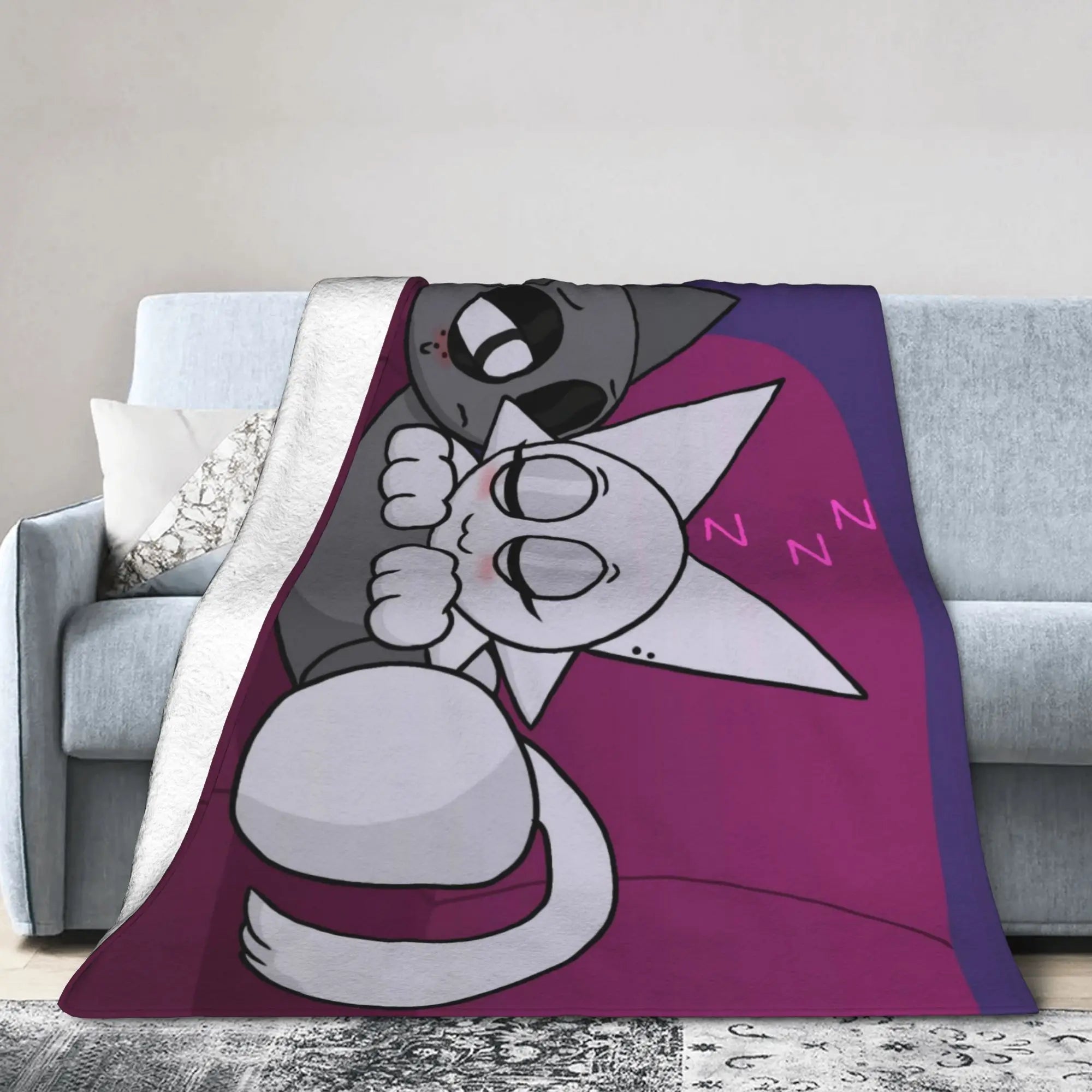 Warm Soft BlanketsChildren Travel Sprunki Gray & Wenda Throw Blanket  Flannel Bedspread For Bedroom Novelty Sofa Bed Cover