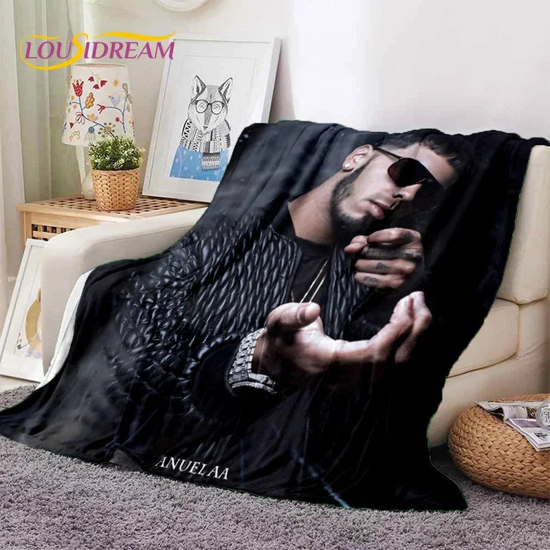 Free Anuel AA Rapper Hip Hop Singer Soft Flannel Blanket for Beds Bedroom Sofa Picnic,Throw Blanket for Outdoor Leisure Nap Gift