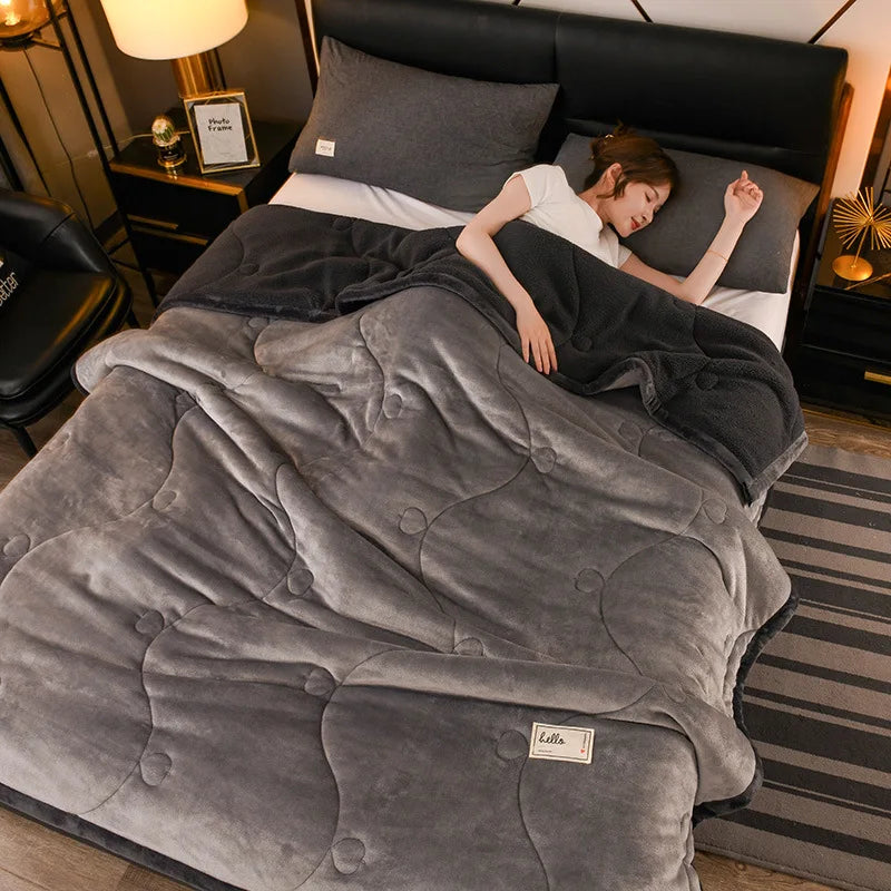 Wool Throw Blanket Keep Warm Winter Bed Blankets Camping Double Bed Cover Bedspread on The Bed  Soft Breathable Cozy Cover Solid