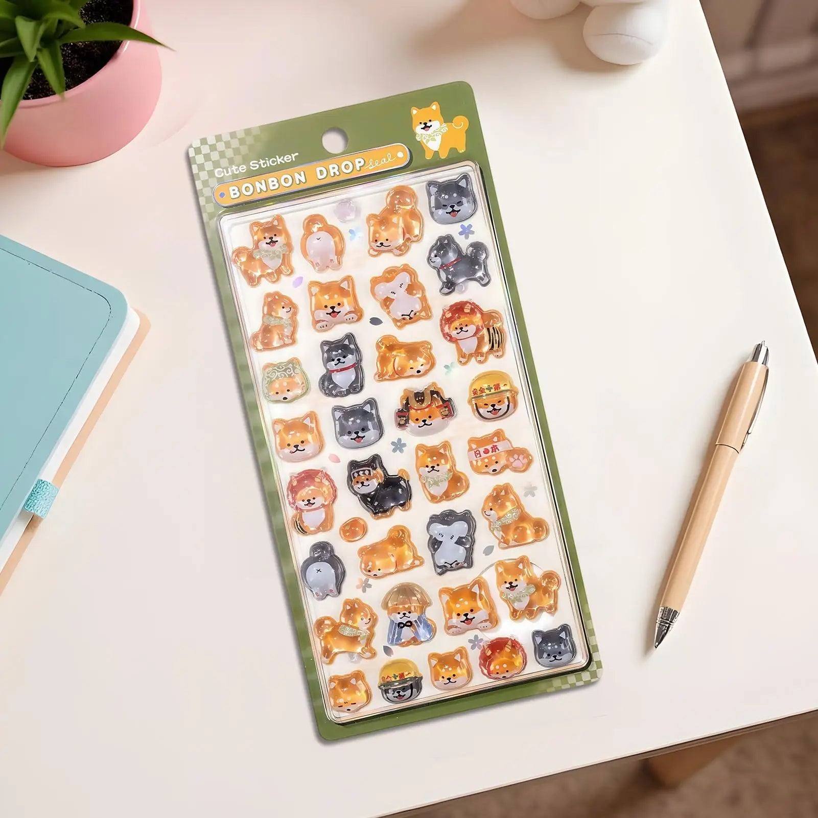 3D Cartoon Relief Sticker Assorted Style 3D Cartoon Relief Sticker Japanese style Shiba Inu sushi DIY Crystal Jelly Patch