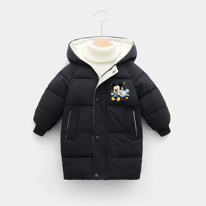 Winter Teen Boys Jacket -10℃ Thick Hooded Parka Warm down Cotton Snowsuit for 2-10Y Kids Fashionable Snow Gear