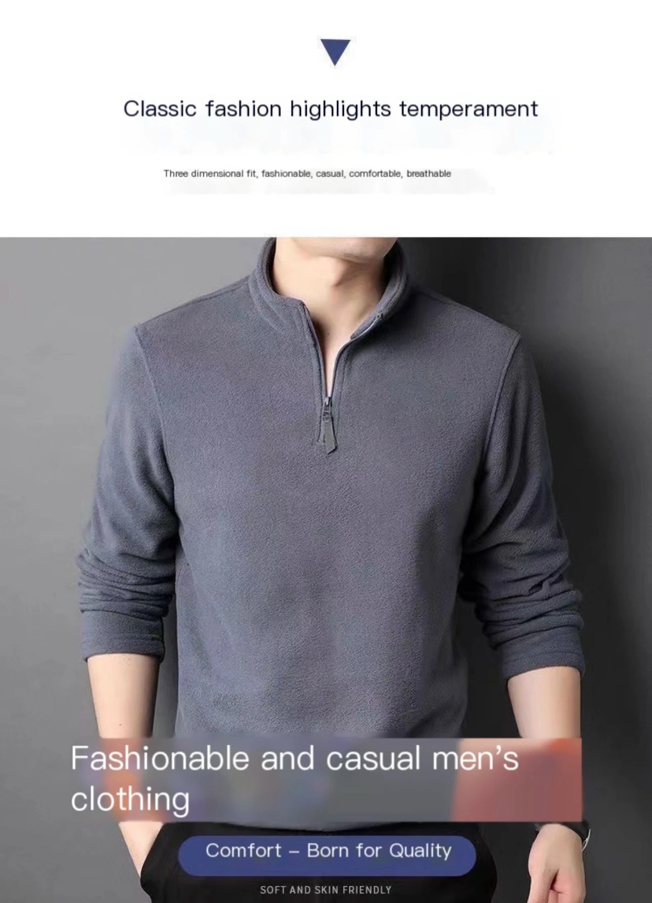 2025 Autumn Winter Men New Warm Polo Shirts Men's Lamb Wool Sweatshirt Standing Neck Half Zip Long Sleeve  Fashion Tees Tops