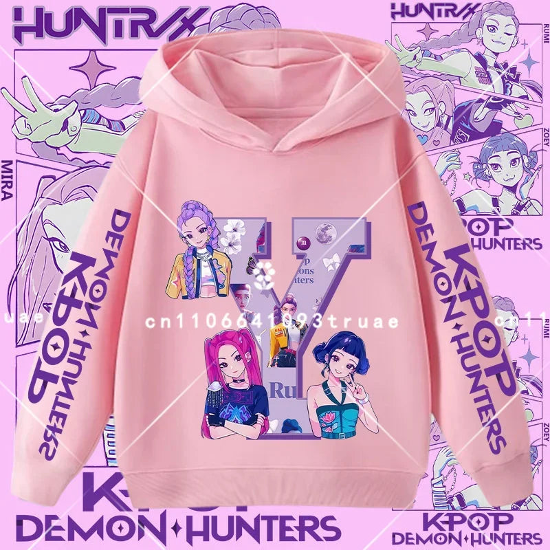 K-pop Demon Hunters girls' sportswear boys' casual shirt children's hooded shirt autumn-winter long-sleeve New model letter A-Z