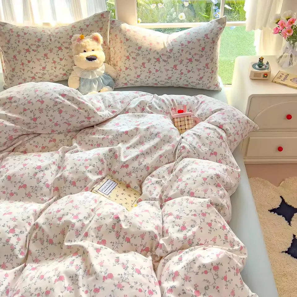 Bedding Set Simple Style Duvet Cover Pillowcase with Bedsheet Home Bedclothes Boys Girls Room Bed Sheet Sets 이불세트