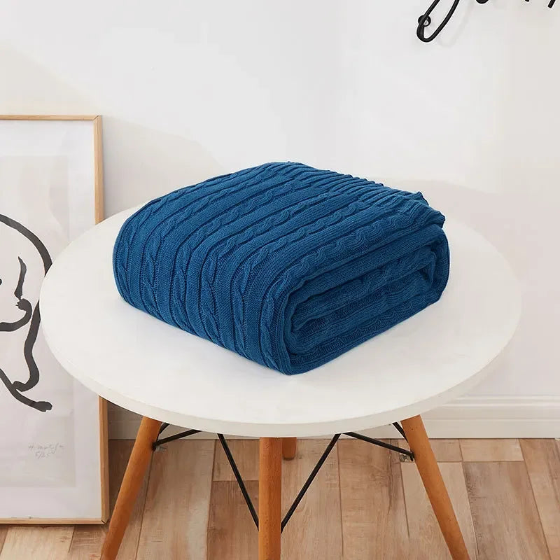100% Cotton Knitted Blanket Solid Color Sofa Blanket Cover Nordic Home Decor Throw Blanket For Bed Portable Breathable Shawl