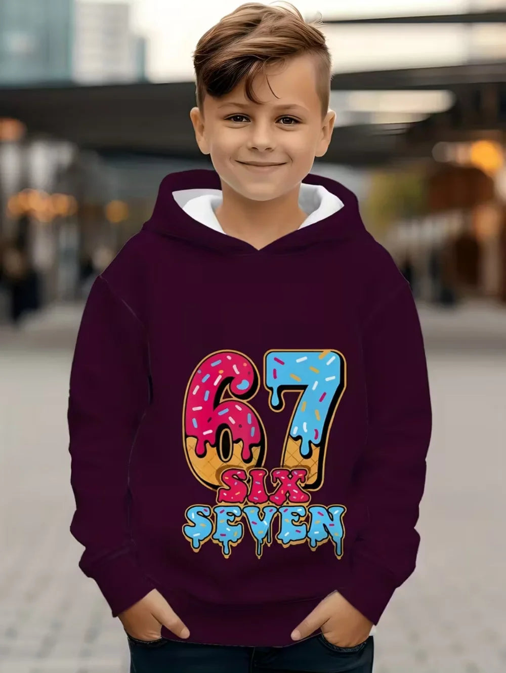 Fun Six Seven 6 7 Meme Design Hoodie for Kids Chaotic Humor Y2k Game Saying Tee Novelty Gift Boys Top Fashion Children's Clothes
