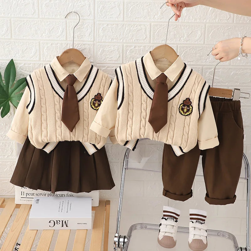 New Autumn Baby Clothes Children Vest Shirt Pants 3Pcs/Sets Kids Boys Clothing Infant Casual Cotton Costume Toddler Tracksuits