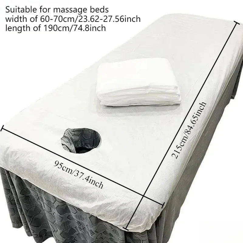 20PCS Disposable Bed Cover for Beauty Salon Open Hole Spa Massage Soft Bed Sheets Non-woven Fabric Breathable Elastic Bedspread