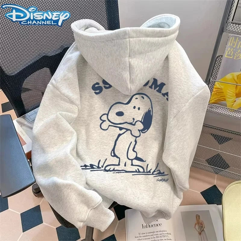 Snoopy hooded sweatshirts, Kawai anime printed sweatshirts, long-sleeved casual tops for men and women