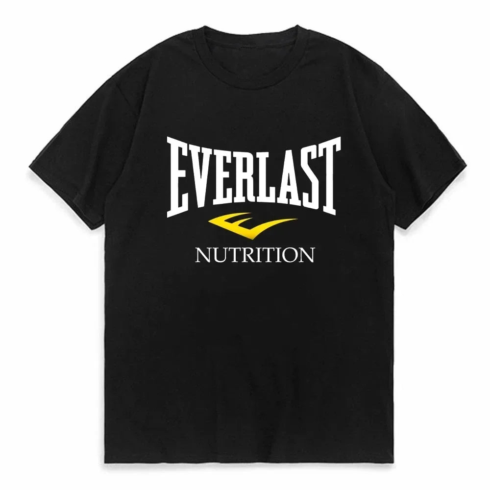 Summer Cotton T-shirt O-collar EVERLAST Boxing Print Summer Harajuku Streetwear Trendy Men's T-shirt Top